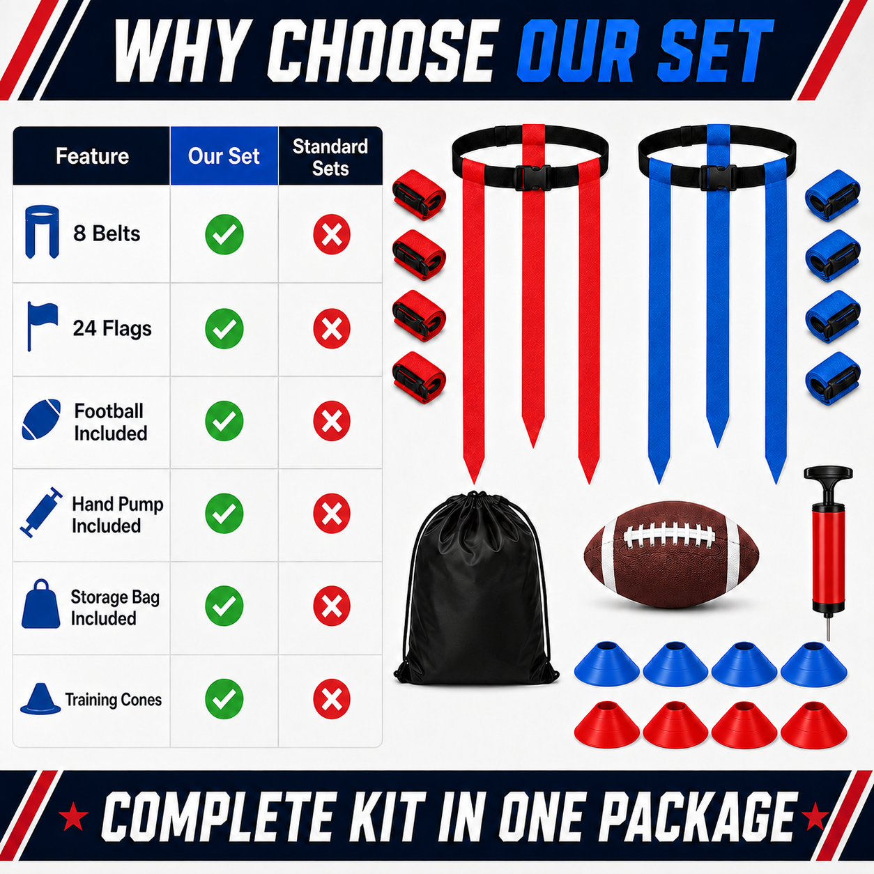 Flag Football Set for 8 Players