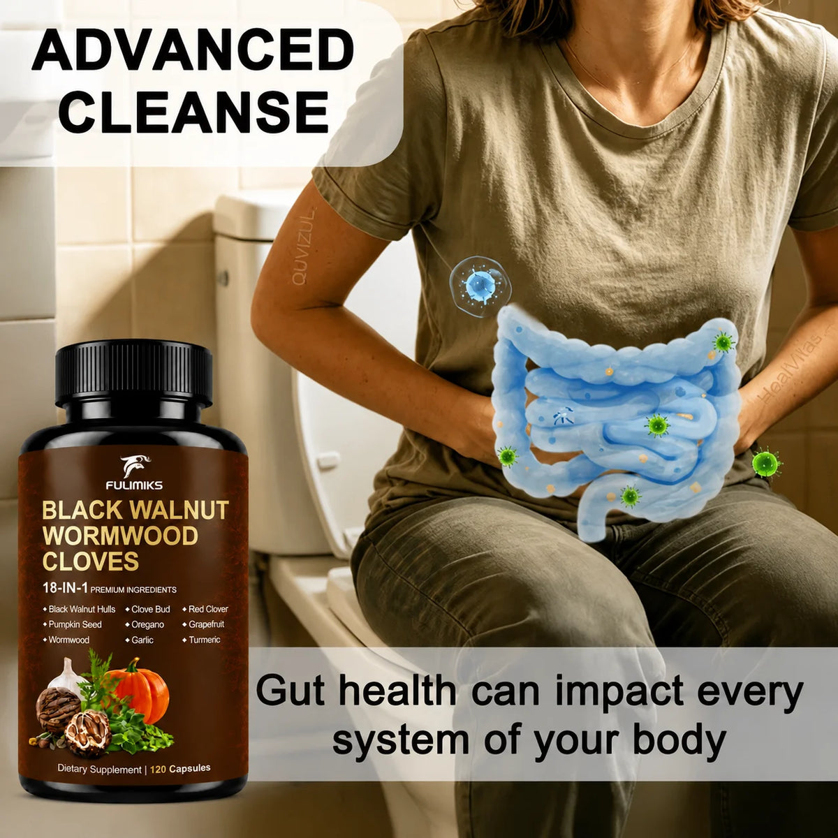 Support Gut Cleanse, Digestive Comfort, Intestinal Balance & Immune Health,with Oregano Garlic